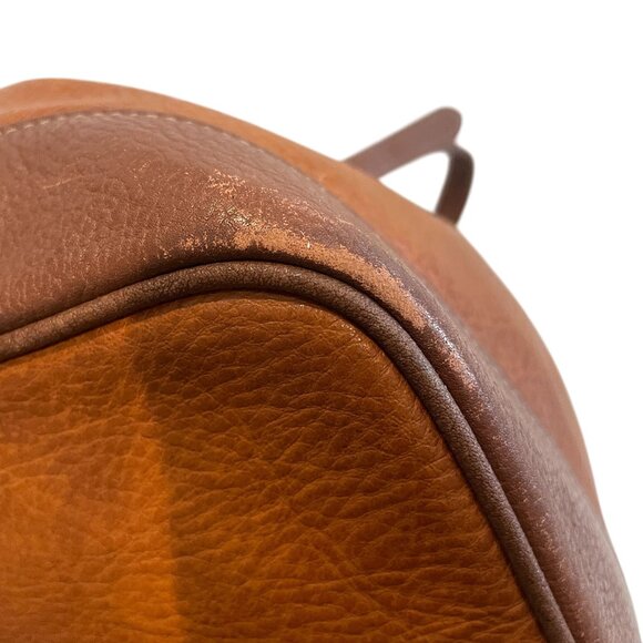 Carlo Rino Distressed Leather Tote Shoulder Bag Drawstring Close Brown - Picture 8 of 9